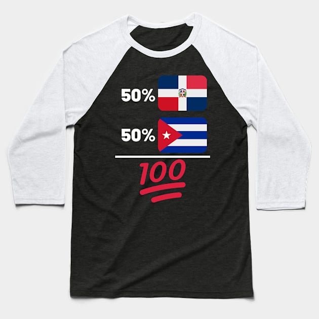 Cuban Plus Dominican Mix Heritage Baseball T-Shirt by Just Rep It!!